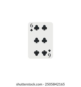 Clubs 6, playing card, vector design