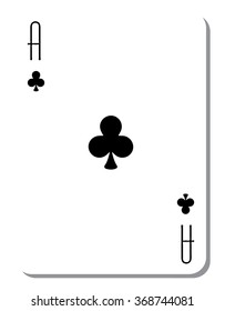 Clubs Ace with a blank background for poker from a deck of playing cards. Quality vector illustration of a two-color fill, classic design.