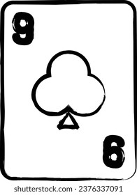 Clubs Card hand drawn vector illustration