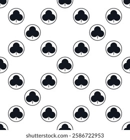 Clubs Card Suit vector concept round solid seamless pattern or background
