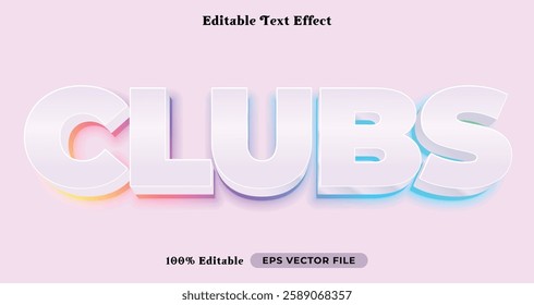 clubs editable text effect, white font syle template