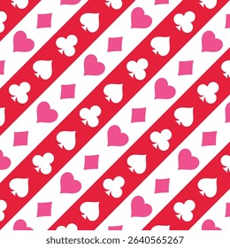 Clubs, hearts,spades and diamonds illustration. Poker cards pattern background vector.