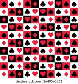 Clubs, hearts,spades and diamonds pattern cards illustration. Vector.