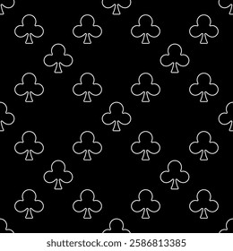 Clubs Playing Card Suit vector concept linear minimal seamless pattern or background