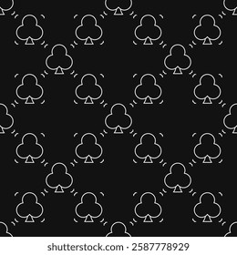 Clubs Playing Card Suit vector concept simple linear seamless pattern or background