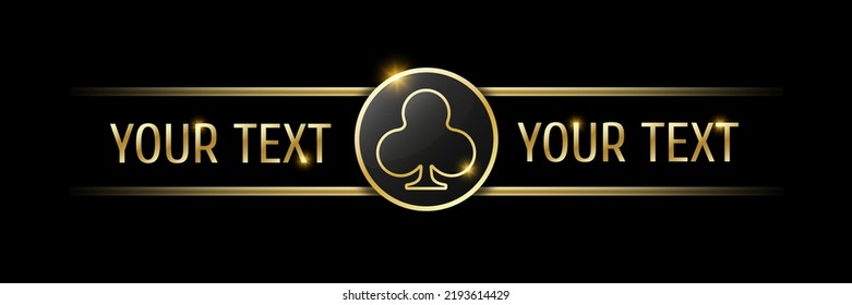 Clubs sign on round button. User interface ui ux element for mobile app or website. Casino or poker themed navigation bar on black background.