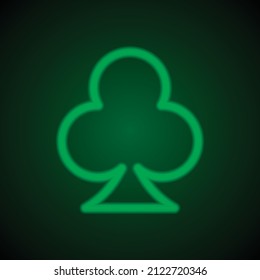 Icono simple de los clubes, vector. Diseño plano. Neón verde sobre fondo negro con luz verde.ai