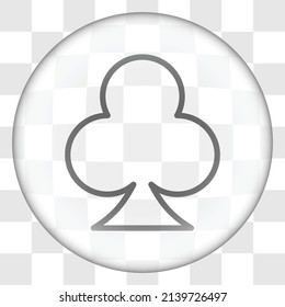 Clubs simple icon, vector. Flat design. Glass button on transparent grid.ai