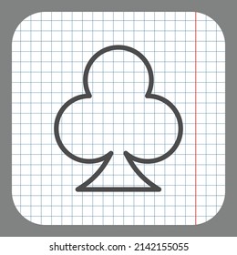 Clubs simple icon, vector. Flat desing. On graph paper. Grey background.ai