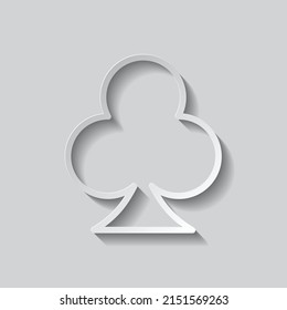 Clubs simple icon, vector. Flat design. Paper style with shadow. Gray background.ai