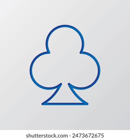 Clubes simple icono, Vector. Diseño plano. Diseño de corte de papel. Símbolo azul cortado con sombra. Fondo gris.ai