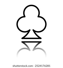 Clubs simple icon, vector. Flat design. Black icon with mirror reflection. White background.ai