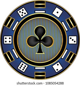 Clubs Suit Casino Chip Isolated Icon