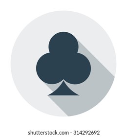 Clubs suit icon. Flat vector related icon whit long shadow for web and mobile applications. It can be used as - logo, pictogram, icon, infographic element. Vector Illustration. 