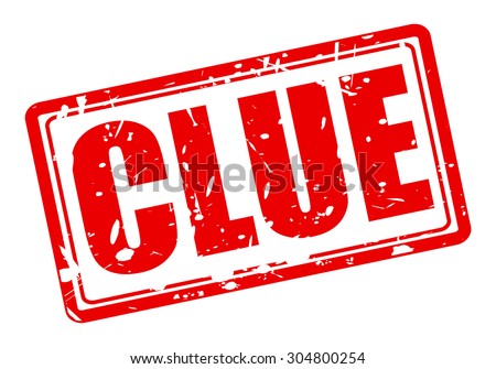 Clue red stamp text on white