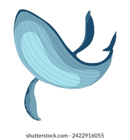 Ballena torpe, mamífero acuático. Increíble animal marino. Gráfica vectorial de dibujos animados. Ilustración de dibujo aislada sobre fondo blanco