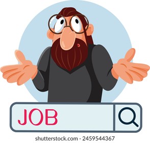 
Clueless Middle-Aged Man Looking for a Job Vector Illustration. Unhappy guy wondering which professional path to follow 
