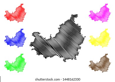 Cluj County (Administrative divisions of Romania, Nord-Vest development region) map vector illustration, scribble sketch Cluj map