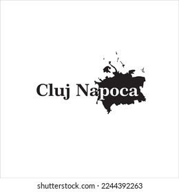 Cluj Napoca map and black lettering design on white background