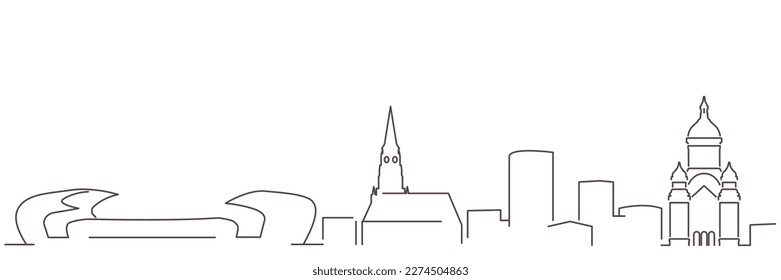 Cluj-Napoca Dark Line Simple Minimalist Skyline With White Background