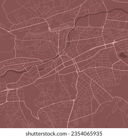 Cluj-Napoca map, red streetmap poster, city in Romania