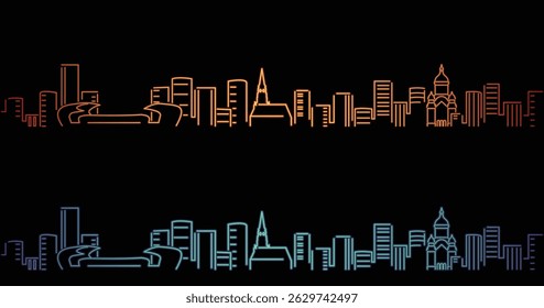 Cluj-Napoca Neon Style Simple Skyline on Dark Background