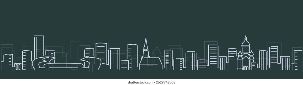 Cluj-Napoca Simple Lines Skyline on Dark Background
