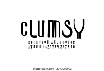 Clumsy Font, Kids Alphabet, Trendy Modern Letters And Numbers, Vector Illustration 10EPS