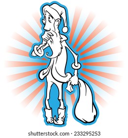 Clumsy skinny Santa Claus character in a simple sketch style. EPS8 vector illustration.