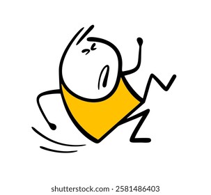 Clumsy stickman slipped, stumbled and fell. Vector illustration of a man injured. Isolated funny character on white background.