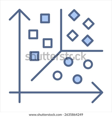 Cluster Analysis Blue Icon Vector Illustration