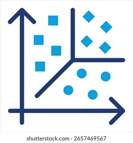 Análisis de clúster Ilustración vectorial plana azul del icono