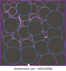 A cluster of black circles of different sizes. They overlap each other.
