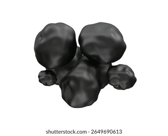 cluster of black coal rocks icon 3d rendering illustration