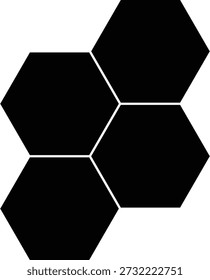 Ein Cluster von schwarzen Sechsecken bildet ein abstraktes Muster