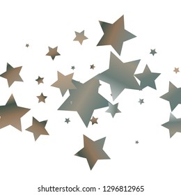 Cluster of colorful stars. Isolated copper patina gradient stellar elements. Holiday celebration luminous glossy vector template for decorations