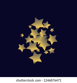 Cluster of colorful stars. Isolated gradient stellar elements. Platinum chrome metal shine. Iridescent festive  celebration vector  template for decorations, packaging, posters.