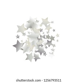 Cluster of colorful stars. Isolated gradient stellar elements. Platinum metallic gloss. Iridescent glitter festive celebration vector template for decorations