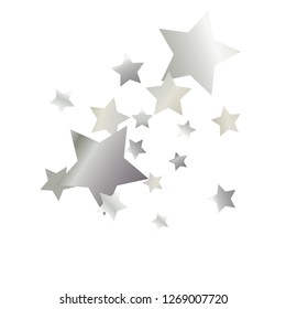 Cluster of colorful stars. Isolated gradient stellar elements. Platinum metallic gloss. Festive iridescent holographic shine effect vector template for decorations