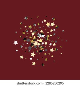 Cluster of colorful stars. Isolated gradient stellar elements. Platinum chrome metal shine. Festive iridescent holographic effect vector template for decorations, packaging, posters.