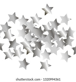 Cluster of colorful stars. Isolated gradient celestial elements. Silver metal shine. Festive iridescent holographic shine effect vector template for decorations