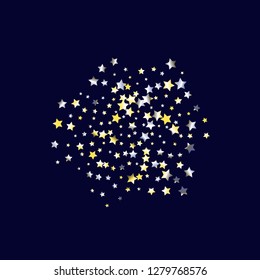 Cluster of colorful stars. Isolated yellow blue white  grey gradient celestial elements. Holiday celebration luminous glossy vector template for celebration decorations, packaging.
