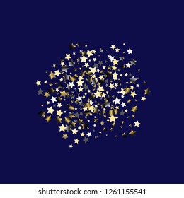 Cluster of colorful stars scattered. Isolated gradient celestial elements. Platinum chrome metallic gloss. Iridescent festive  celebration vector  template for decorations, packaging, posters.