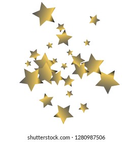 Cluster of colorful stars scattered. Isolated gradient celestial elements. Platinum chrome metallic gloss. Holiday celebration luminous vector template for decorations, packaging, posters.