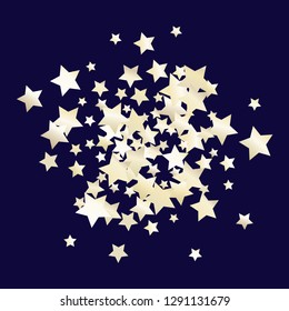 Cluster of colorful stars scattered. Isolated gradient stellar elements. Pearl nacre shine. Holiday celebration luminous glossy vector template for decorations
