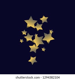 Cluster of colorful stars scattered. Isolated gradient stellar elements. Platinum chrome metallic gloss. Festive iridescent holographic effect vector template for decorations, packaging, posters.