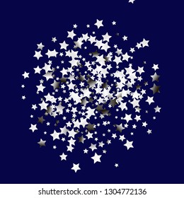 Cluster of colorful stars scattered. Isolated gradient stellar elements. Silver metal shine. Festive iridescent holographic shine effect vector template for decorations