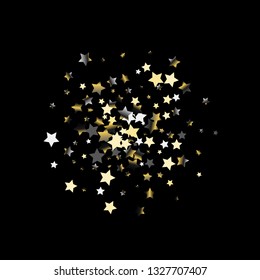 Cluster of colorful stars scattered. Isolated gradient stellar elements. Platinum chrome metal shine. Festive iridescent holographic effect vector template for decorations, packaging, posters.