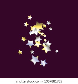 Cluster of colorful stars scattered. Isolated yellow blue white  grey  gradient stellar elements. Festive iridescent holographic shine effect vector template for celebration decorations, packaging.