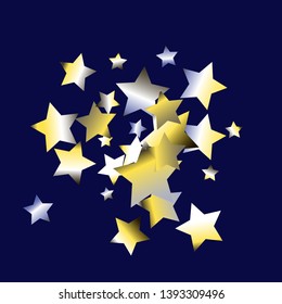 Cluster of colorful stars scattered. Isolated yellow blue white  grey gradient celestial elements. Iridescent glitter festive  celebration vector  template for celebration decorations, packaging.